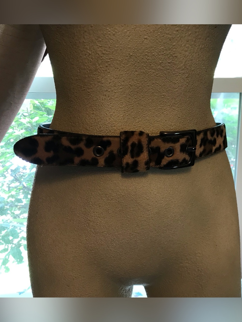 WILD Leopard Print Faux Fur Waist Belt M